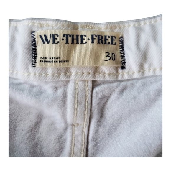 Free People Beginner Luck Slouch Shorts Optic White Roll Cuff Low Rise Denim 30 - Picture 5 of 11